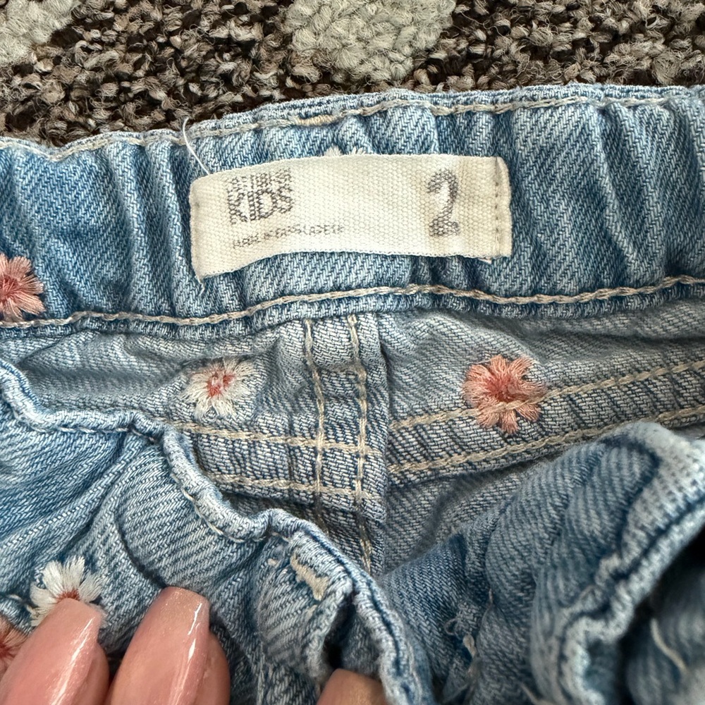 Cotton On Light Blue Kids Jeans with Floral Embroidery